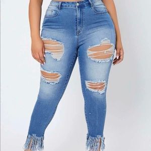 SHEIN Plus Size Distressed Skinny Jeans